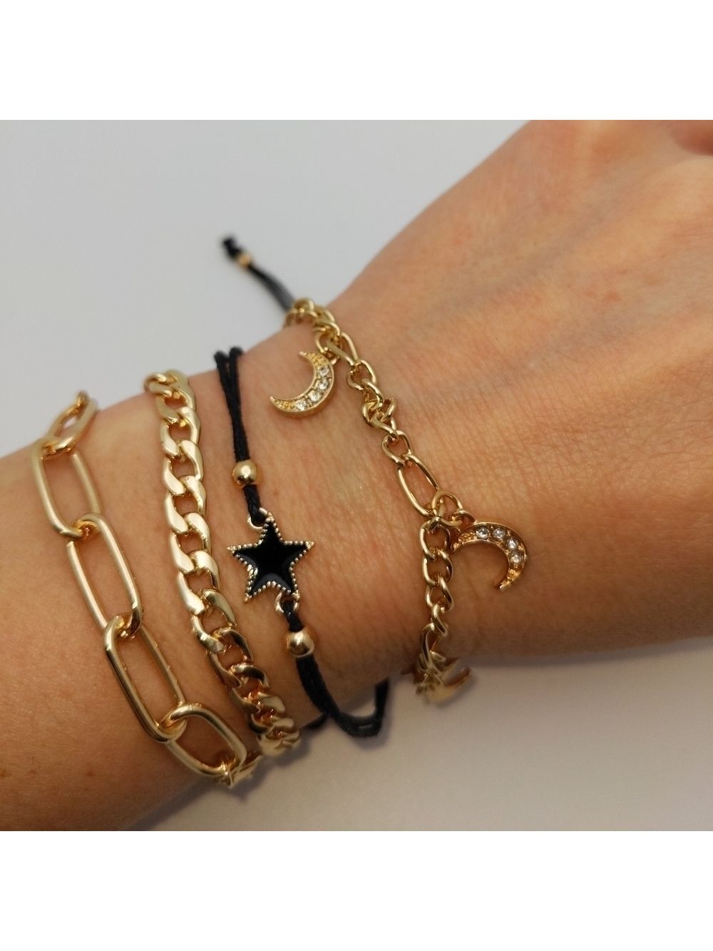 Gold Moon Charm Bracelet with Extender